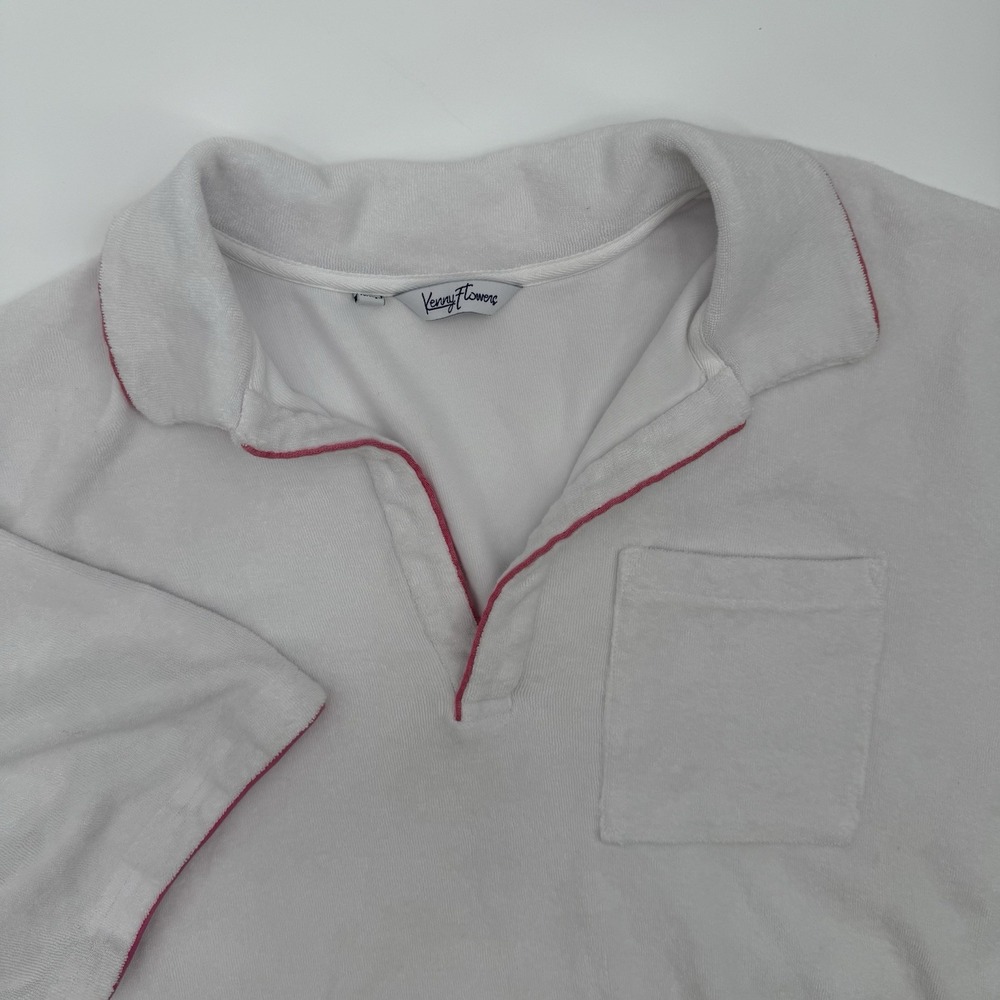 Kenny Flowers‎ Shirt Mens 3XL White The Casa Blanca Terry Cloth Polo